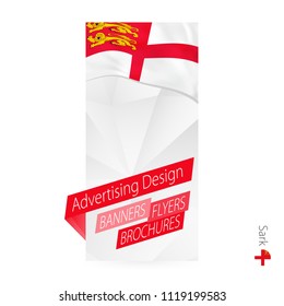 Vector abstract banner template for Sark. Advertising template with flag of Sark.