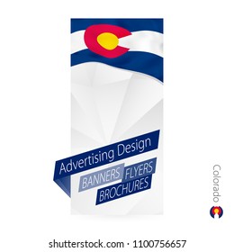 Vector abstract banner template for US state Colorado. Advertising template with flag of Colorado.