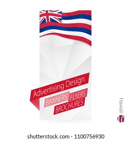 Vector abstract banner template for US state Hawaii. Advertising template with flag of Hawaii.