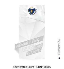 Vector abstract banner template for US state Massachusetts. Advertising template with flag of Massachusetts.