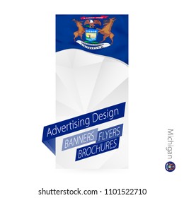 Vector abstract banner template for US state Michigan. Advertising template with flag of Michigan.