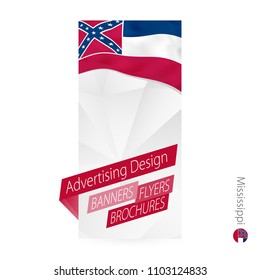 Vector abstract banner template for US state Mississippi. Advertising template with flag of Mississippi.