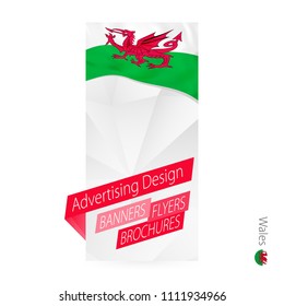 Vector abstract banner template for Wales. Advertising template with flag of Wales.