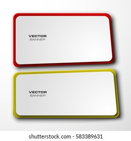 Vector abstract banner. The two original form, overlapping. The flat image. Advertising Design shape. Vector label tag.
