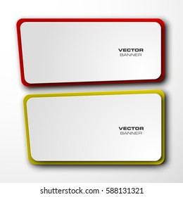 Vector abstract banner. The two original form, overlapping. The flat image. Advertising Design shape. Vector label tag.