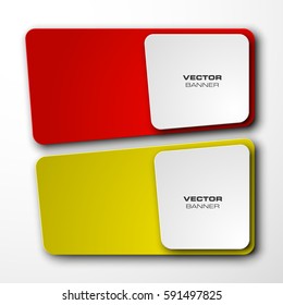 Vector abstract banner. The two original form, overlapping. The flat image. Advertising Design shape. Vector label tag.