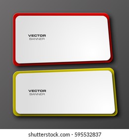 Vector abstract banner. The two original form, overlapping. The flat image. Advertising Design shape. label tag.