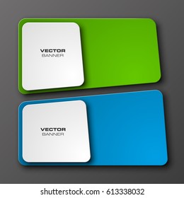 Vector abstract banner. The two original form, overlapping. The flat image. Advertising Design shape. Vector label tag.