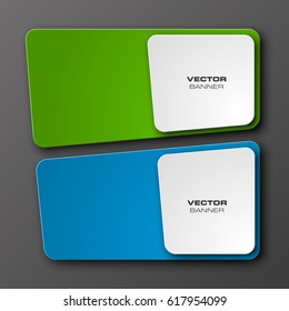 Vector abstract banner. The two original form, overlapping. The flat image. Advertising Design shape. Vector label tag.