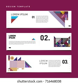 Vector abstract banner web design template. Retro and pop art colorful style banner design layout.