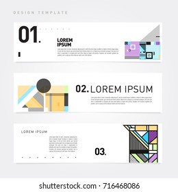 Vector abstract banner web design template. Retro and pop art colorful style banner design layout.