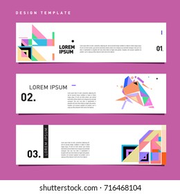 Vector abstract banner web design template. Retro and pop art colorful style banner design layout.
