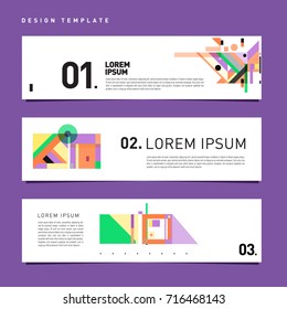Vector abstract banner web design template. Retro and pop art colorful style banner design layout.