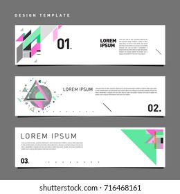 Vector abstract banner web design template. Retro and pop art colorful style banner design layout.