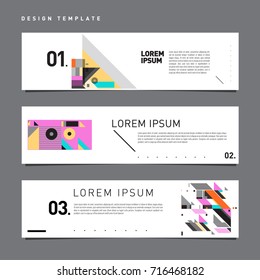Vector abstract banner web design template. Retro and pop art colorful style banner design layout.