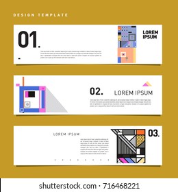 Vector abstract banner web design template. Retro and pop art colorful style banner design layout.