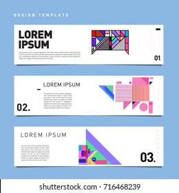 Vector abstract banner web design template. Retro and pop art colorful style banner design layout.