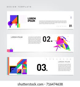 Vector abstract banner web design template. Retro and pop art colorful style banner design layout.