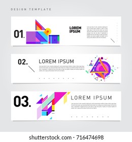 Vector abstract banner web design template. Retro and pop art colorful style banner design layout.
