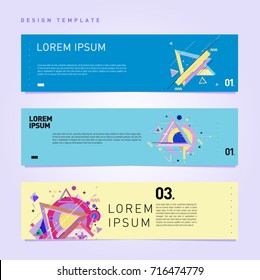Vector abstract banner web design template. Retro and pop art colorful style banner design layout.