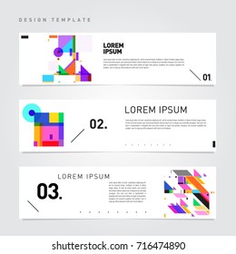 Vector abstract banner web design template. Retro and pop art colorful style banner design layout.