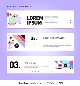 Vector abstract banner web design template. Retro and pop art colorful style banner design layout.
