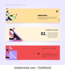 Vector abstract banner web design template. Retro and pop art colorful style banner design layout.