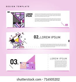 Vector abstract banner web design template. Retro and pop art colorful style banner design layout.