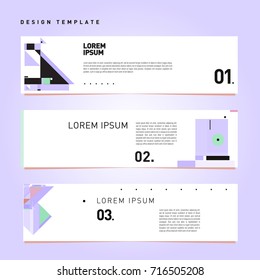 Vector abstract banner web design template. Retro and pop art colorful style banner design layout.