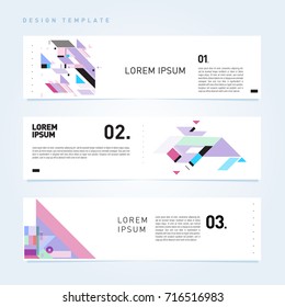 Vector abstract banner web design template. Retro and pop art colorful style banner design layout.

