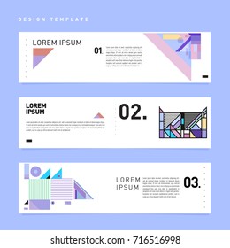 Vector abstract banner web design template. Retro and pop art colorful style banner design layout.
