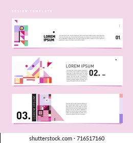 Vector abstract banner web design template. Retro and pop art colorful style banner design layout.
