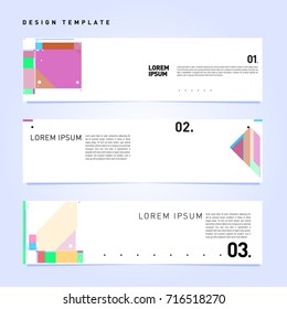 Vector abstract banner web design template. Retro and pop art colorful style banner design layout.
