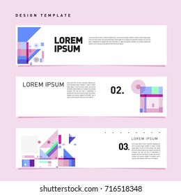 Vector abstract banner web design template. Retro and pop art colorful style banner design layout.

