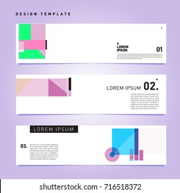 Vector abstract banner web design template. Retro and pop art colorful style banner design layout.

