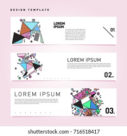 Vector abstract banner web design template. Retro and pop art colorful style banner design layout.
