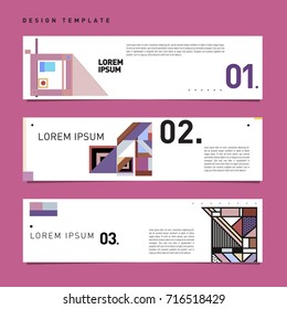 Vector abstract banner web design template. Retro and pop art colorful style banner design layout.
