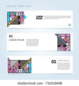 Vector abstract banner web design template. Retro and pop art colorful style banner design layout.
