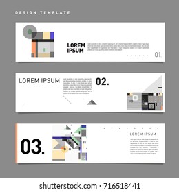 Vector abstract banner web design template. Retro and pop art colorful style banner design layout.
