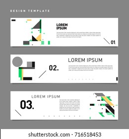 Vector abstract banner web design template. Retro and pop art colorful style banner design layout.

