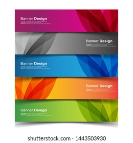 Vector Abstract banner web template in red, black, blue, orange and green color