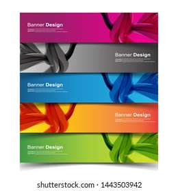 Vector Abstract banner web template in red, black, blue, orange and green color