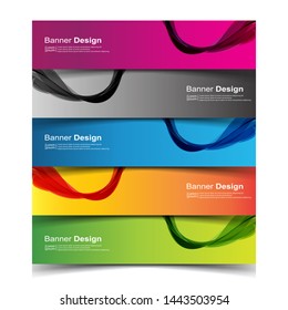Vector Abstract banner web template in red, black, blue, orange and green color
