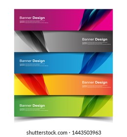 Vector Abstract banner web template in red, black, blue, orange and green color
