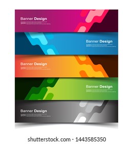 Vector Abstract banner web template in red, black, blue, orange and green color