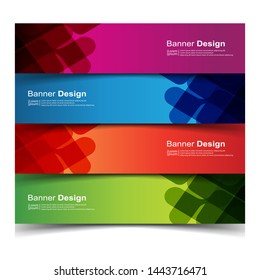 Vector Abstract banner web template in red, blue, orange and green color