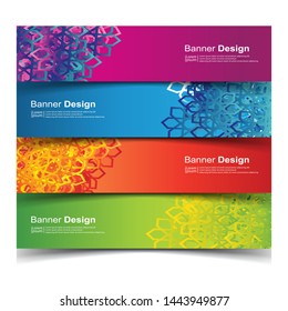 Vector Abstract banner web template in red, blue, orange and green color