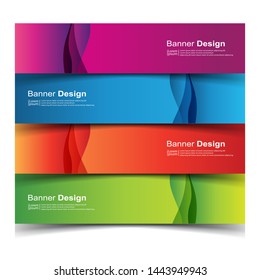 Vector Abstract banner web template in red, blue, orange and green color