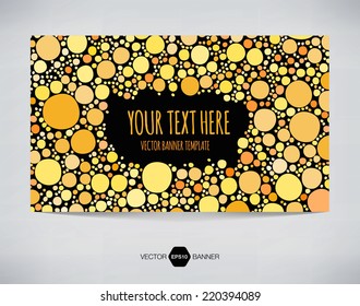 Vector abstract banner with yellow irregular circles background