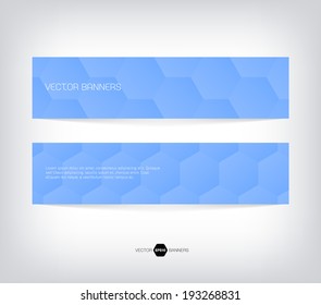 Vector abstract banners with light and smooth geometric hexagonal background